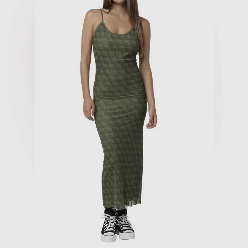 Jagger & Stone JGR STA Olive Green Slip Maxi Dress Low Back SZ 6 NWOT